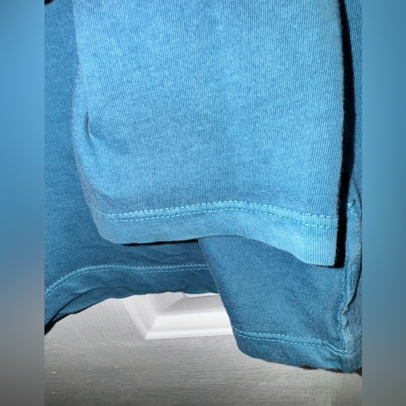 Free People *New* turquoise Bluish Green color Long Sleeve high collar Tee Shirt - Picture 3 of 11